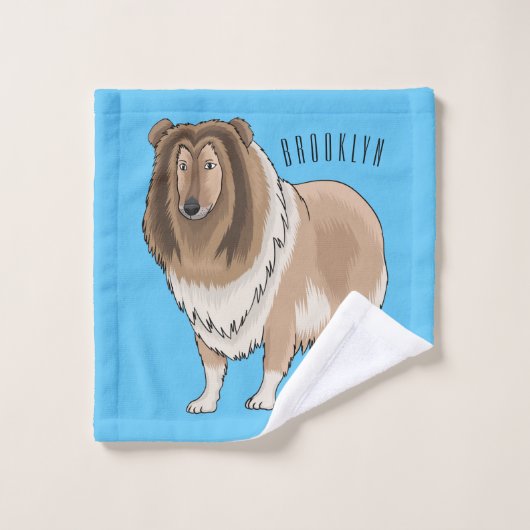 Rough collie dog cartoon illustration バスタオルセット (ウォッシュタオル)