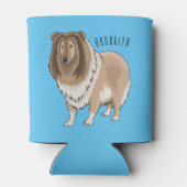 Rough collie dog cartoon illustration 缶クーラー (裏面)