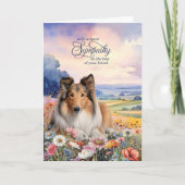 Rough Collie Dog with Wildflowers Pet Sympathy カード (正面)