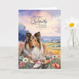 Rough Collie Dog with Wildflowers Pet Sympathy カード