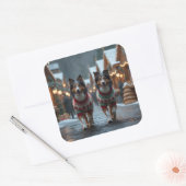 Rough Collie Dogs Christmas Snow Holiday スクエアシール (封筒)