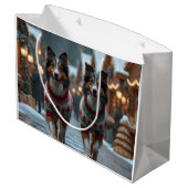 Rough Collie Dogs Christmas Snow Holiday ラージペーパーバッグ (裏面アングル)