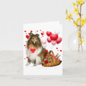 Rough Collie Heart Balloon Happy Valentine Day Dog カード (黄色い花)