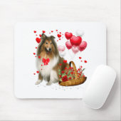 Rough Collie Heart Balloon Happy Valentine Day Dog マウスパッド (マウス)
