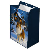 Rough Collie Holiday  ミディアムペーパーバッグ (正面アングル)