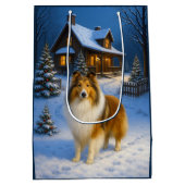 Rough Collie Holiday  ミディアムペーパーバッグ (裏面)