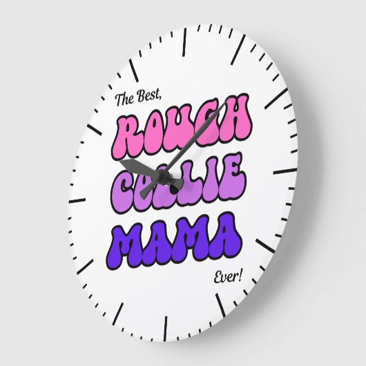 Rough Collie Mama Clock ラージ壁時計 (傾斜)