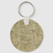 Rough Collie on a Brown Floral background キーホルダー (裏面)