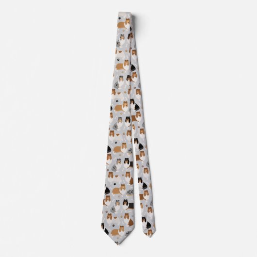 Rough Collie Paws and Bones ネクタイ (正面)