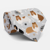 Rough Collie Paws and Bones ネクタイ (ロール)