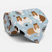 Rough Collie Paws and Bones Neck Tie ネクタイ (ロール)