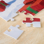 Rough Collie Running in Snow with Christmas Hat ジグソーパズル (側面)