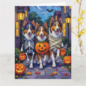 Rough Collie Trick-or-Treating Halloween Costumes カード (黄色い花)