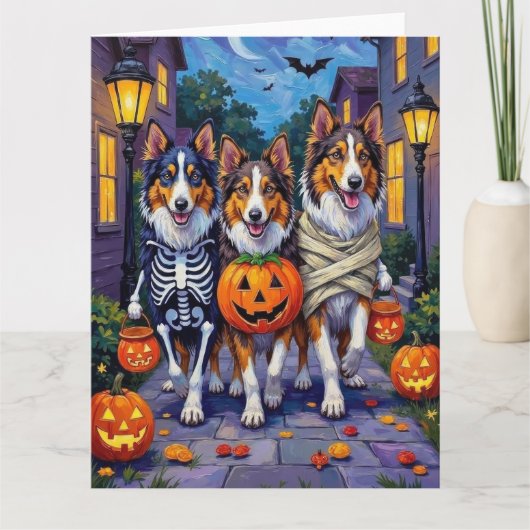 Rough Collie Trick-or-Treating Halloween Costumes カード (正面)