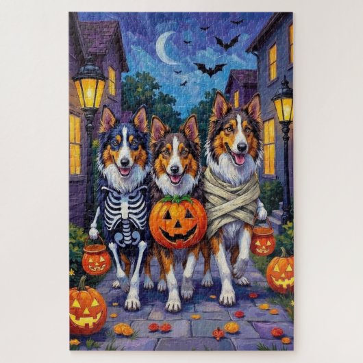 Rough Collie Trick-or-Treating Halloween Costumes ジグソーパズル (縦)