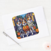 Rough Collie Trick-or-Treating Halloween Costumes スクエアシール (封筒)