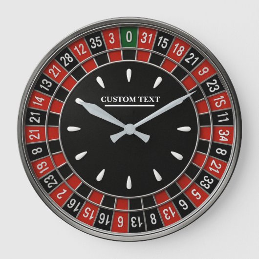 Roulette casino game room wheel Vegas style ラージ壁時計 (正面)