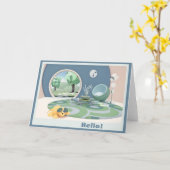 Round カラフル Room "Hello"カード カード (黄色い花)