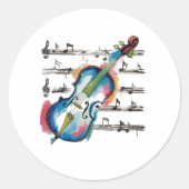 Round abstract violin sticker ラウンドシール (正面)