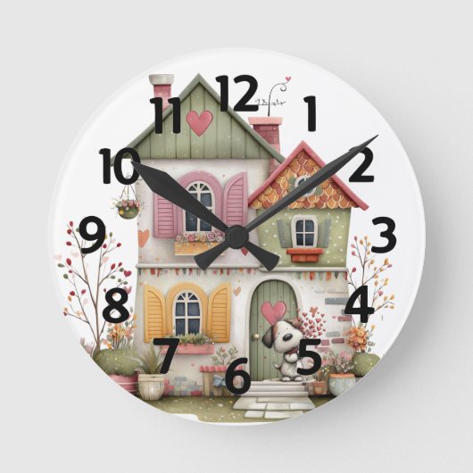 Round Acrylic Clock Country Cottage ラウンド壁時計 (正面)