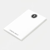 Round Black White Minimal Modern Monogram ポストイット (アングル)