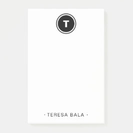 Round Black White Minimal Modern Monogram ポストイット