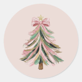 Round Brushstroke Christmas Tree Sticker ラウンドシール