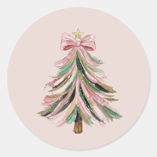 Round Brushstroke Christmas Tree Sticker ラウンドシール (正面)