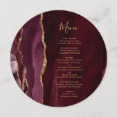 Round Burgundy Gold Agate Wedding メニュー (正面)