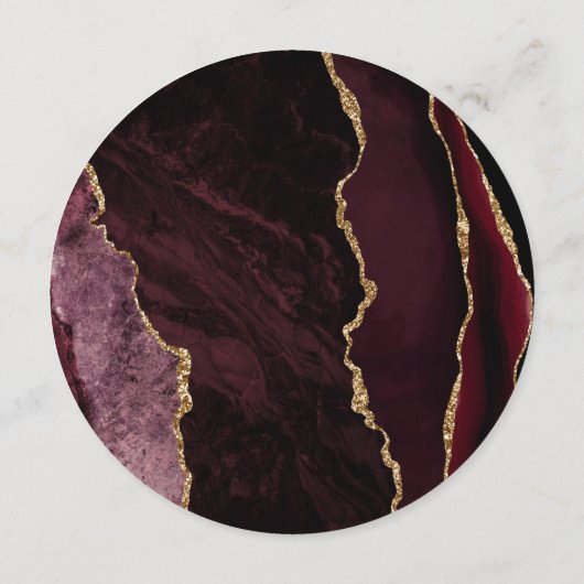 Round Burgundy Gold Agate Wedding メニュー (裏面)