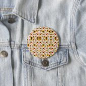 Round button featuring a colorful floral pattern 缶バッジ (インサイチュ)