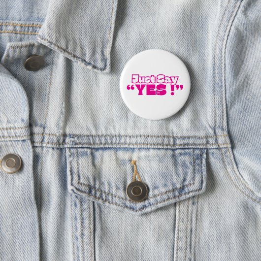Round Button : Just Yes (white-magenta) 缶バッジ (インサイチュ)