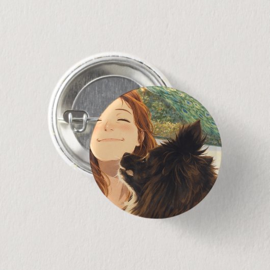 Round Button Playful Puppy  缶バッジ (正面&裏面)