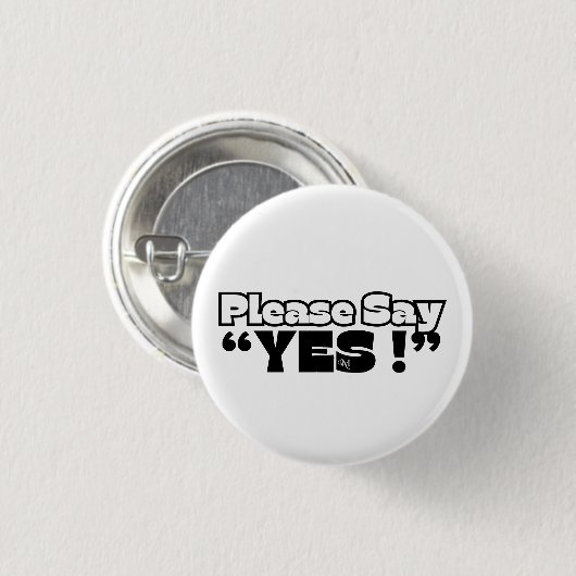Round Button : Please Yes (white) 缶バッジ (正面&裏面)