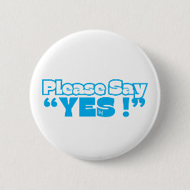 Round Button : Please Yes (white-blue) 缶バッジ