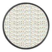 Round car accessory with a cheerful rainbow アイスホッケーパック (正面)