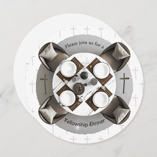 Round Christian Fellowship Dinner Invitation 招待状 (正面/裏面)