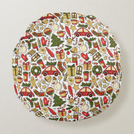 Round Christmas Doodle Pillow ラウンドクッション
