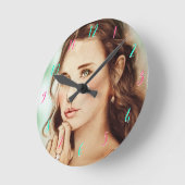 Round Clockのヴィンテージの芸術かわいらしくエレガントな女性 ラウンド壁時計 (傾斜)