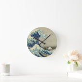 Round clock: "Great Wave off Kanagawa" by Hokusai ラウンド壁時計 (ホーム)