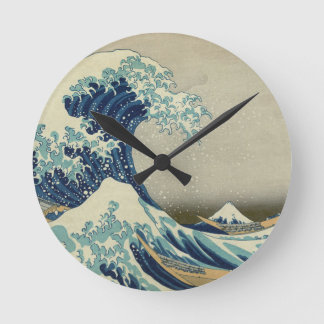 Round clock: "Great Wave off Kanagawa" by Hokusai ラウンド壁時計