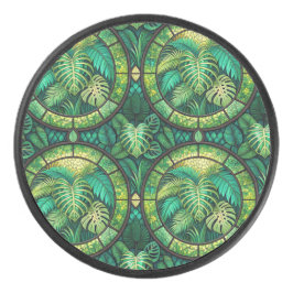 Round coaster featuring a vibrant floral pattern  アイスホッケーパック