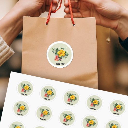 Round Company Logo Thank You Customer Stickers ラウンドシール
