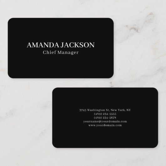 Round Corner Black Professional Trendy 名刺 (正面/裏面)