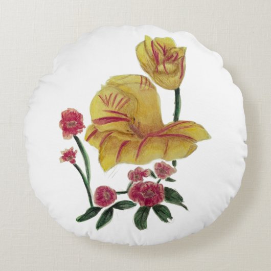 Round Cushion Watercolour Flower Design ラウンドクッション (正面)