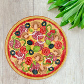 Round Cutting Board Illustration Whole Pizza カッティングボード