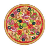 Round Cutting Board Illustration Whole Pizza カッティングボード (正面)