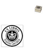 Round Ex Libris Crown (White on Black) ラバースタンプ (押印)