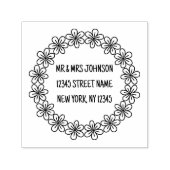 Round floral laurel wreath border custom address セルフインキングスタンプ (デザイン)