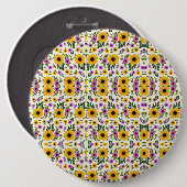 Round floral mousepad featuring a vibrant pattern 缶バッジ (正面&裏面)
